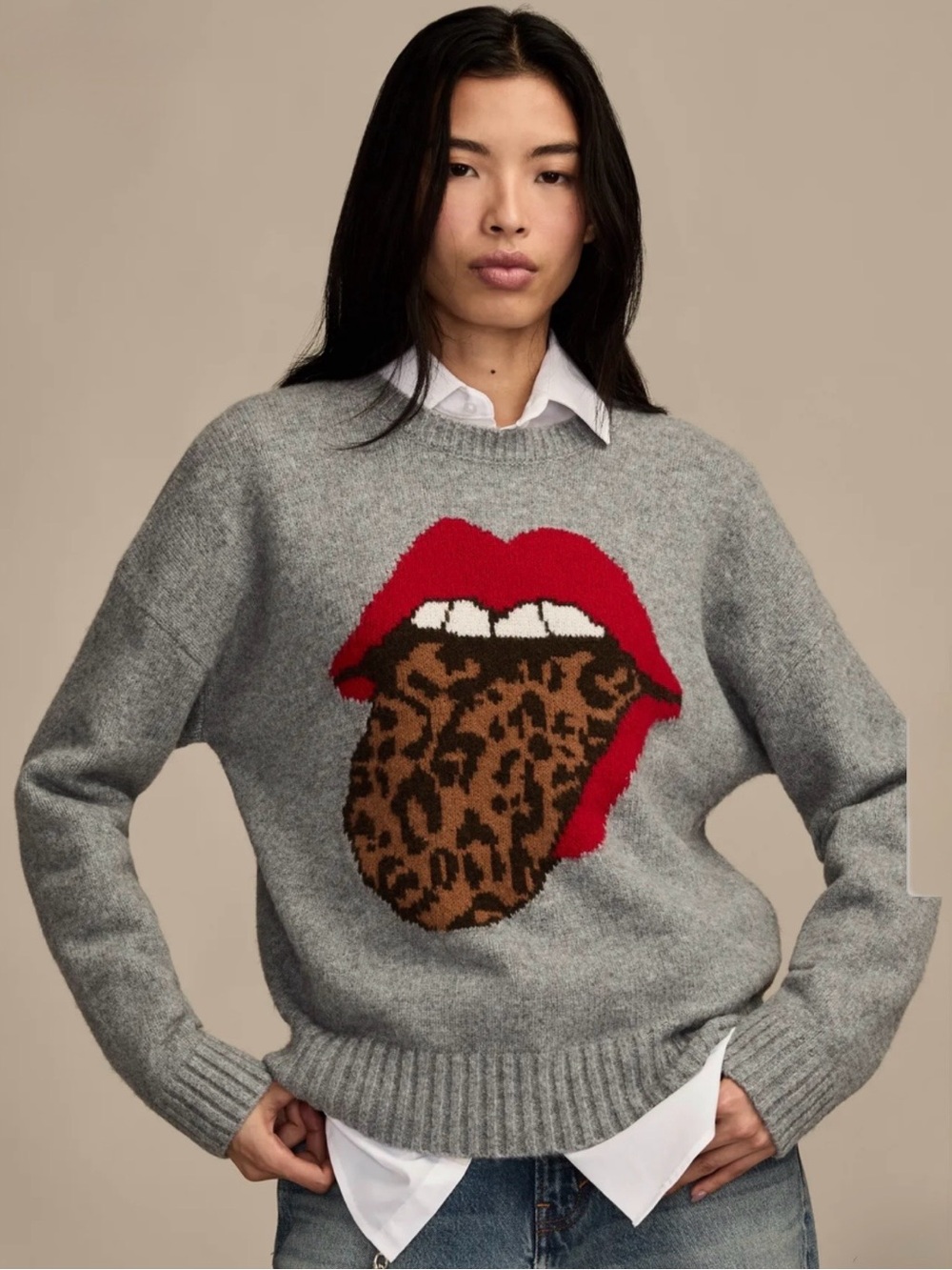 EUC Lucky Brand cloud soft Rolling Stones sweater